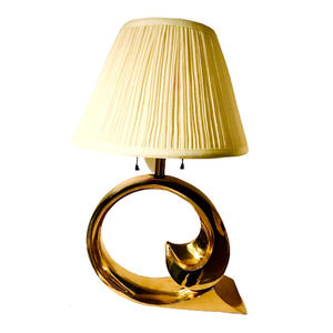 Vintage MCM 1970s Brass Swoosh Wave Lamp - Pierre Cardin inspired